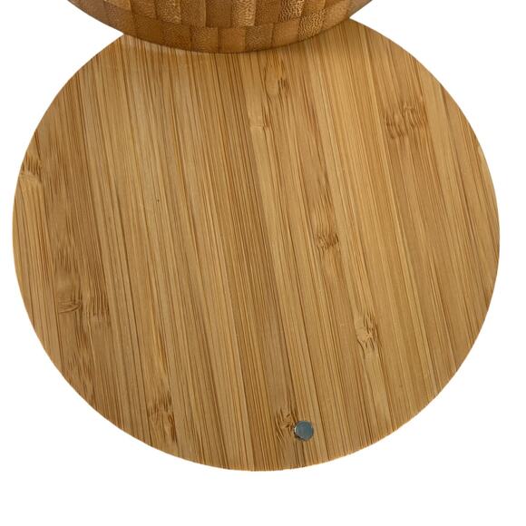 Totally Bamboo Salt & Pepper Double Bowl Storage Box Keeper Magnetic Swivel Top - Picture 9 of 16